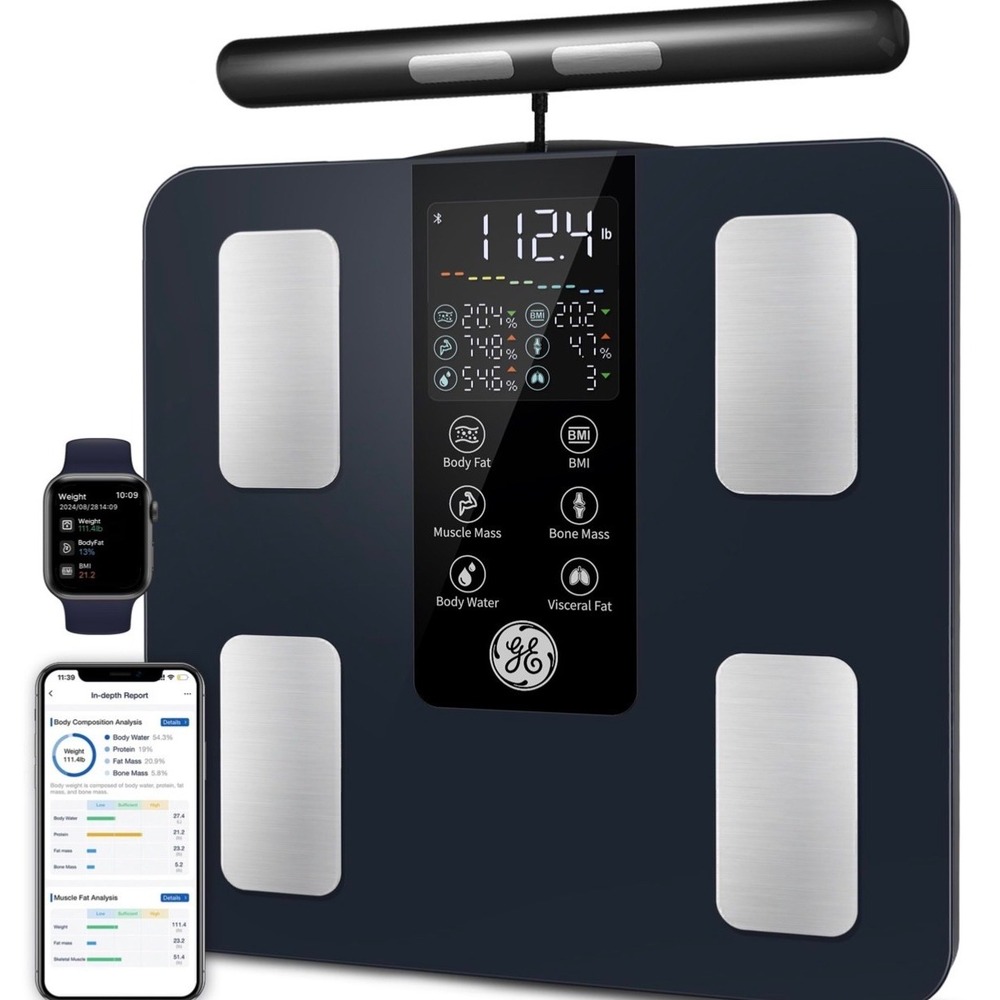 GE Smart Scale Weight: 8-Electrode Digital Scale for Weight Fat BMI Muscle Mass